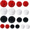 Tissue Paper Pom Poms, Paper Flower Ball for Birthday Party Wedding Baby Shower Bridal Shower Festival Decorations, 18 Pcs - Red Black White
